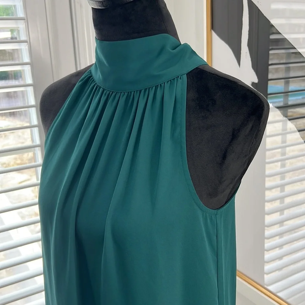 NWT J. Crew Forest Green Tie-Neck Halter Top Blouse, Size 2